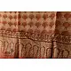 terracotta madder red ajrakh tussar silk stole hand block printed floral jaal body ornate paisley kalka border traditional mihrab arched detail artisanal scarf sustainable wild silk natural dyed