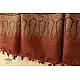 terracotta madder red ajrakh tussar silk stole hand block printed floral jaal body ornate paisley kalka border traditional mihrab arched detail artisanal scarf sustainable wild silk natural dyed
