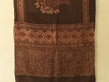 Ajrakh Block Print ~ Natural Dyed Woolen Stole - Brown