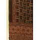 chocolate brown madder red ajrakh wool stole hand block printed geometric grid body ornate floral mandala border traditional artisanal winter scarf sustainable wool natural dyed with tassels