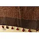 chocolate brown madder red ajrakh wool stole hand block printed geometric grid body ornate floral mandala border traditional artisanal winter scarf sustainable wool natural dyed with tassels