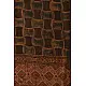 chocolate brown madder red ajrakh wool stole hand block printed geometric grid body ornate floral mandala border traditional artisanal winter scarf sustainable wool natural dyed with tassels