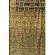 olive brown indigo blue ajrakh wool stole hand block printed geometric grid body ornate floral mandala border traditional artisanal winter scarf sustainable wool natural dyed with tassels