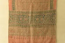 Ajrakh Block Print ~ Natural Dyed Woolen Stole - Light Brown