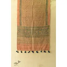 Ajrakh Block Print ~ Natural Dyed Woolen Stole - Light Brown