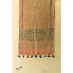 Ajrakh Block Print ~ Natural Dyed Woolen Stole - Light Brown