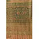 soft peach moss green ajrakh wool stole hand block printed jhar floral sprig body ornate circular medallion border traditional artisanal winter scarf sustainable wool natural dyed with tassels