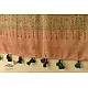 soft peach moss green ajrakh wool stole hand block printed jhar floral sprig body ornate circular medallion border traditional artisanal winter scarf sustainable wool natural dyed with tassels