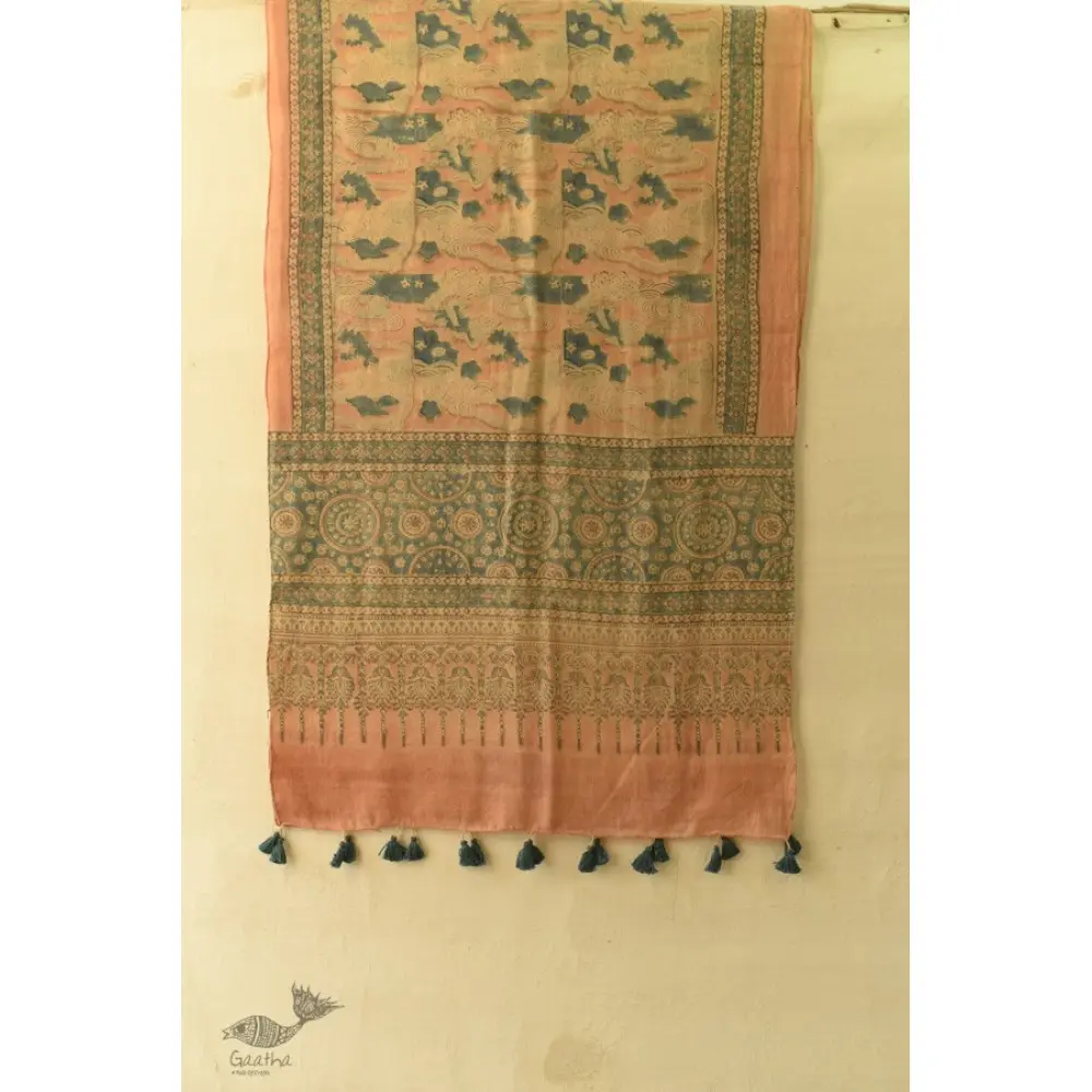 shop Ajrakh Block Print ~ Natural Color Woolen Stole