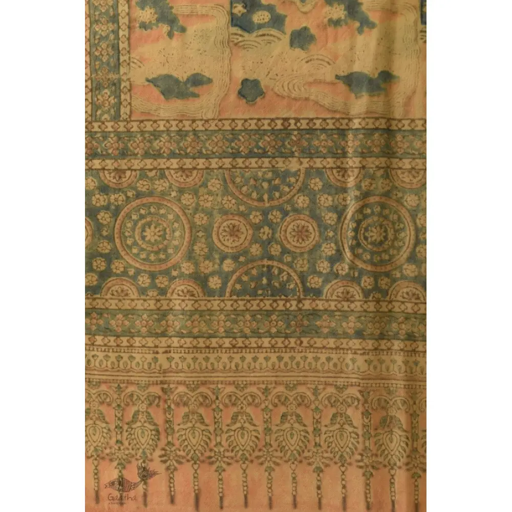shop Ajrakh Block Print ~ Natural Color Woolen Stole