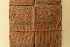 Natural Dyed - Ajrakh Tussar Silk Stole - Light Brown
