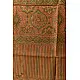 peach moss green ajrakh tussar silk stole hand block printed zigzag leheriya body ornate circular medallion border traditional artisanal scarf sustainable wild silk natural dyed