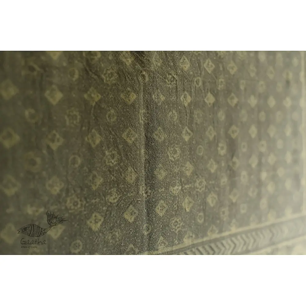 shop Ajrakh block print -  Woolen Grey shawl 