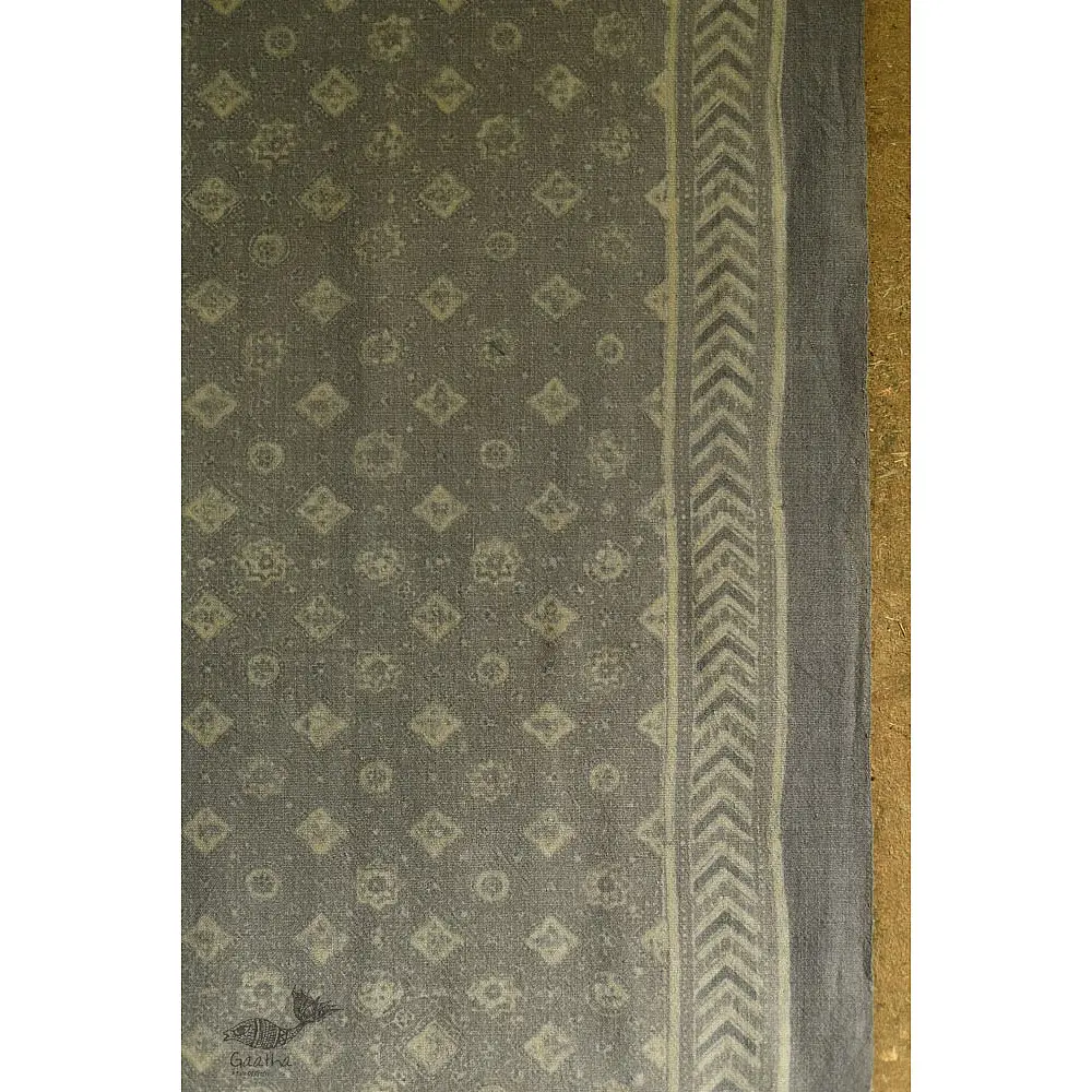 shop Ajrakh block print -  Woolen Grey shawl 