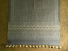 Ajrakh Print in Natural Color ~ Woolen Shawl - Grey