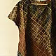 mustard gold chocolate brown deep indigo ajrakh cotton top diagonal diamond jaal block print hand block printed boxy fit artisanal blouse women sustainable fashion natural dyed