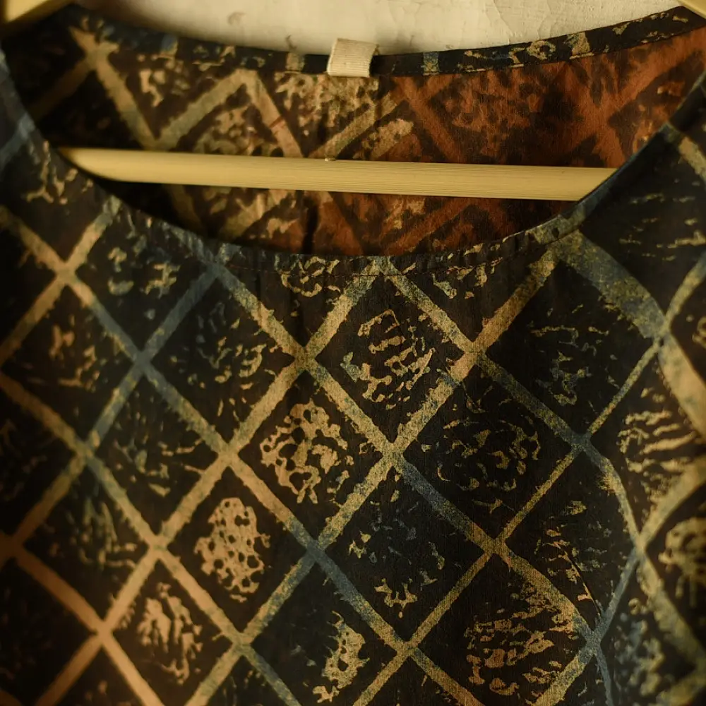 mustard gold chocolate brown deep indigo ajrakh cotton top diagonal diamond jaal block print hand block printed boxy fit artisanal blouse women sustainable fashion natural dyed