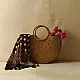 black ajrakh silk square scarf polka dot buti pattern hand block printed natural dyed scarf tassels