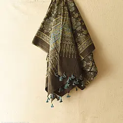 Sakhi . सखी ⁂ Ajrakh Block Printed Pure Cotton Dupatta  (05)
