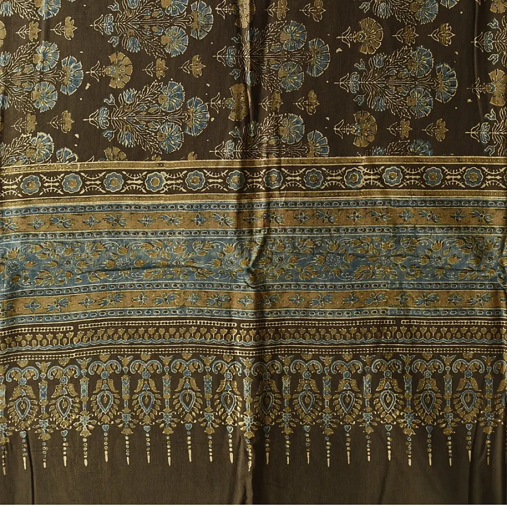 Ajrakh block print dupatta in pure cotton with earthy natural colors