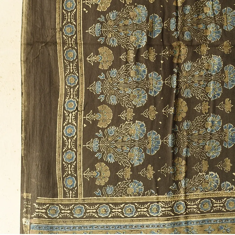 Ajrakh block print dupatta in pure cotton with earthy natural colors