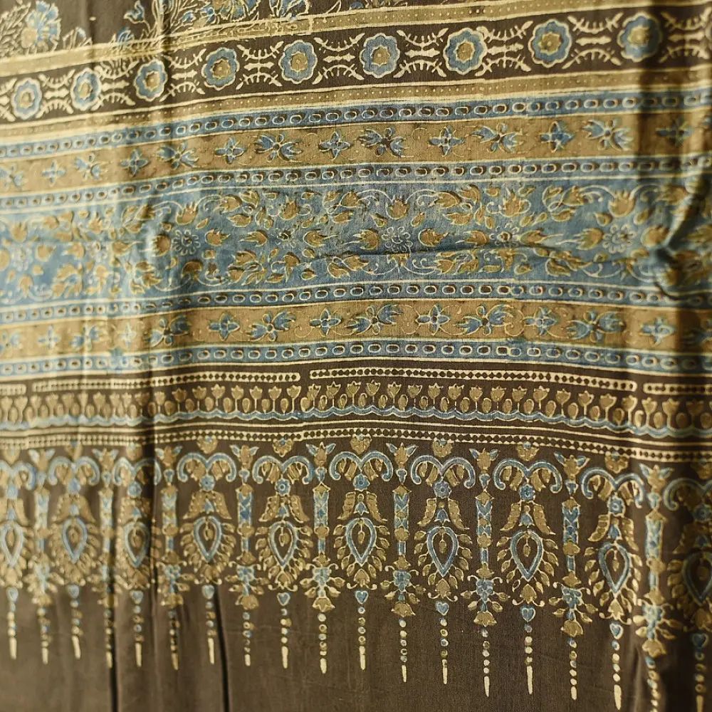 Ajrakh block print dupatta in pure cotton with earthy natural colors