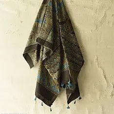 Sakhi . सखी ⁂ Ajrakh Block Printed Pure Cotton Dupatta (13)