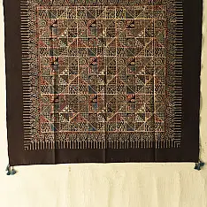 Neelanjana . नीलांजना ~ Square Ajrakh Cotton Black Scarf