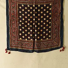Neelanjana . नीलांजना ~ Ajrakh Block Printed - Square Modal Silk Scarf - 13