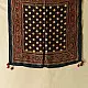 black ajrakh silk square scarf polka dot buti pattern hand block printed natural dyed scarf tassels