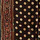 black ajrakh silk square scarf polka dot buti pattern hand block printed natural dyed scarf tassels