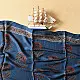 deep indigo blue madder red ajrakh silk stole hand block printed floral buta motif body ornate star medallion border traditional mihrab arched detail artisanal scarf sustainable fashion natural dyed with tassels