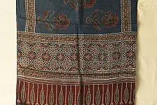 Anagi | Ajrakh Modal Silk Blue Stole With Natural Dyed