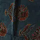 deep indigo blue madder red ajrakh silk stole hand block printed floral buta motif body ornate star medallion border traditional mihrab arched detail artisanal scarf sustainable fashion natural dyed with tassels