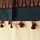 deep indigo blue madder red ajrakh silk stole hand block printed floral buta motif body ornate star medallion border traditional mihrab arched detail artisanal scarf sustainable fashion natural dyed with tassels