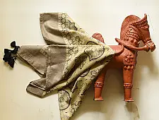 Neelanjana . नीलांजना ~ Square Ajrakh Silk Scarf - Light Yellow & Brown