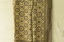 Neelanjana . नीलांजना ~ Square Ajrakh Silk Scarf - Light Yellow & Brown