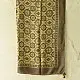 beige gold ajrakh cotton square scarf olive brown floral medallion sun motif block print hand block printed natural dyed scarf tassels