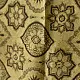 beige gold ajrakh cotton square scarf olive brown floral medallion sun motif block print hand block printed natural dyed scarf tassels