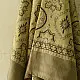 beige gold ajrakh cotton square scarf olive brown floral medallion sun motif block print hand block printed natural dyed scarf tassels
