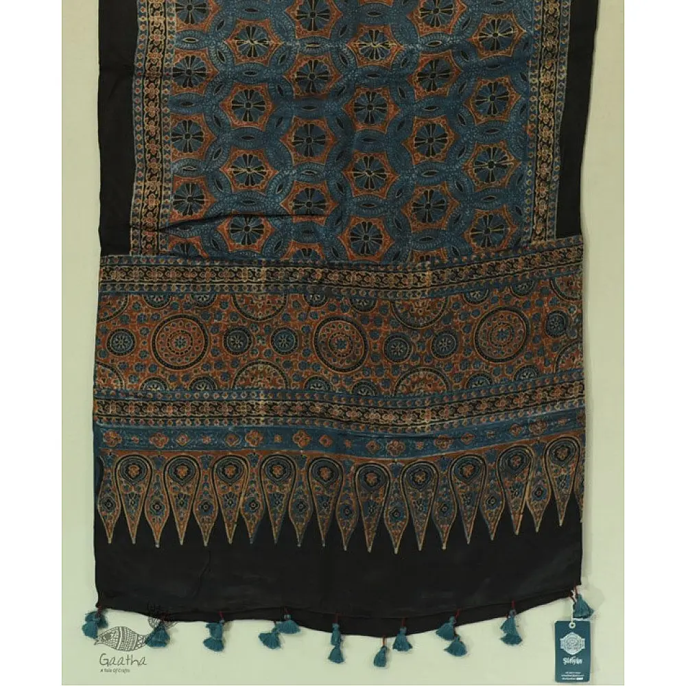 shop ajrakh block printed - Mashru stole