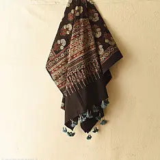 Sakhi . सखी ⁂ Ajrakh Block Printed Pure Cotton Dupatta  (24)