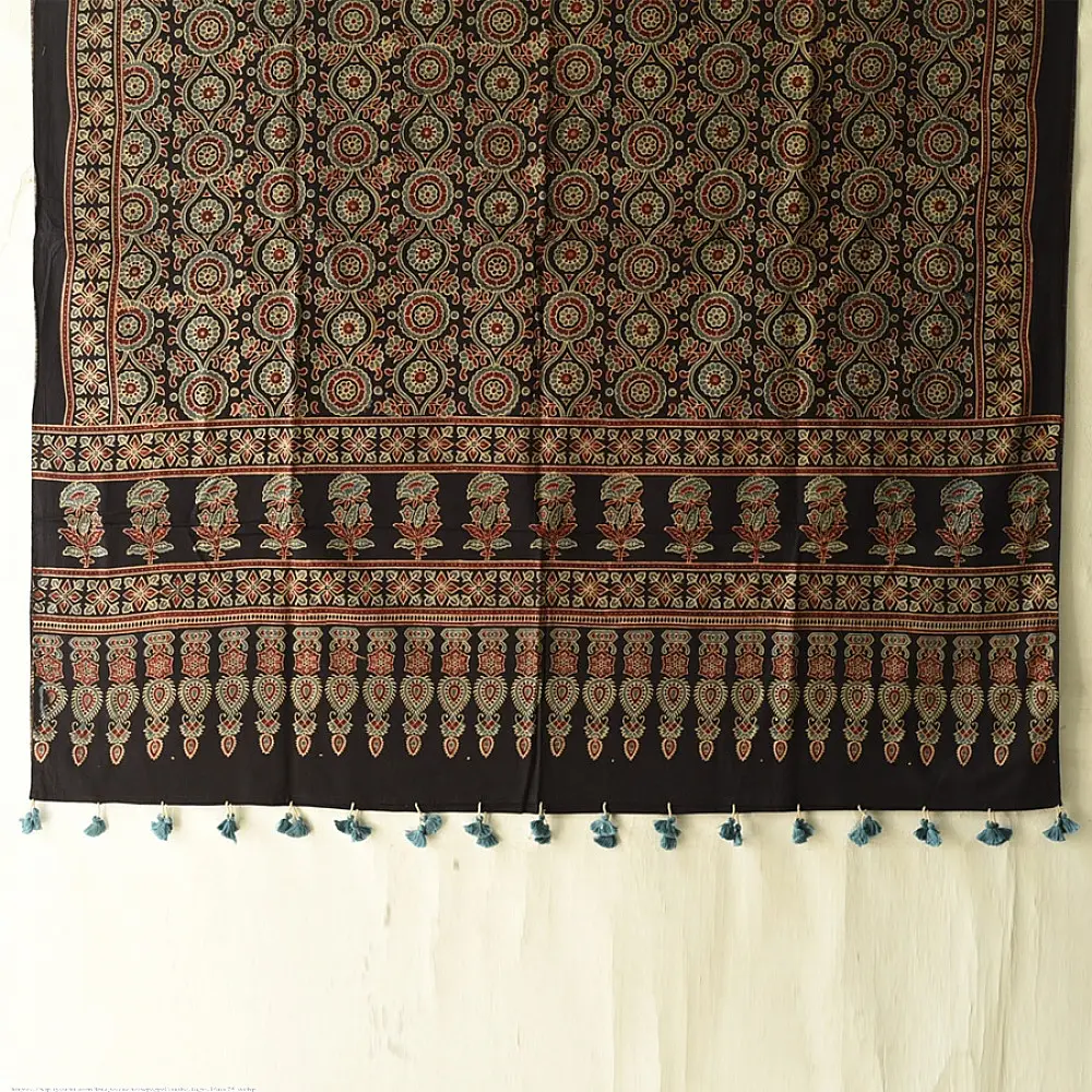 Classic Ajrakh hand block printed dupatta with rich cultural motifs
