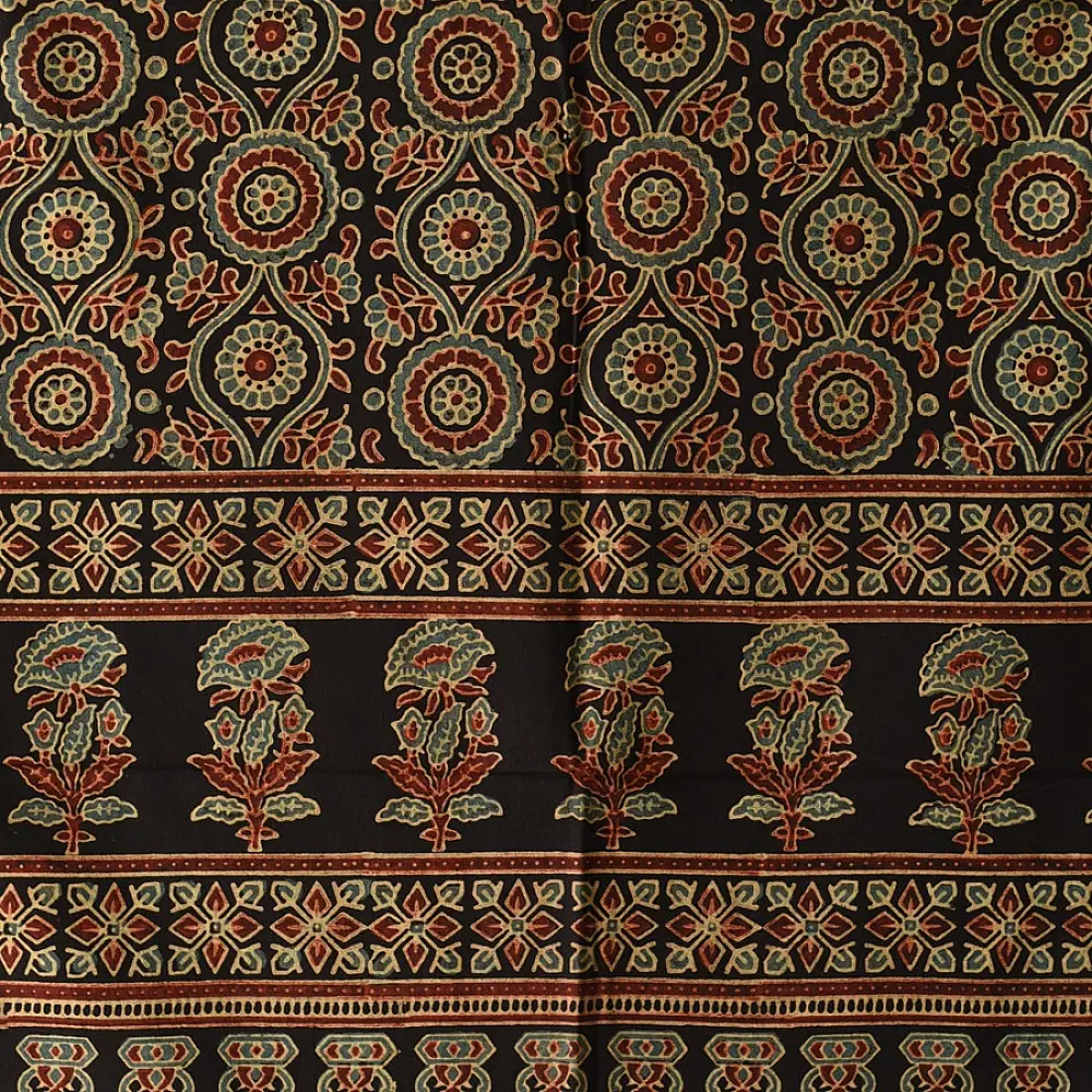 Classic Ajrakh hand block printed dupatta with rich cultural motifs