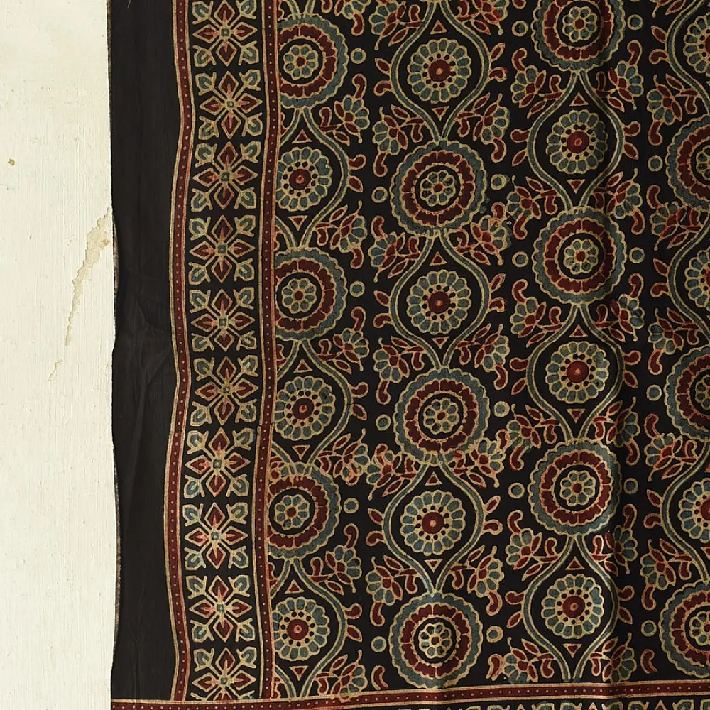Classic Ajrakh hand block printed dupatta with rich cultural motifs