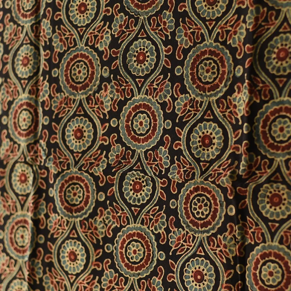 Classic Ajrakh hand block printed dupatta with rich cultural motifs