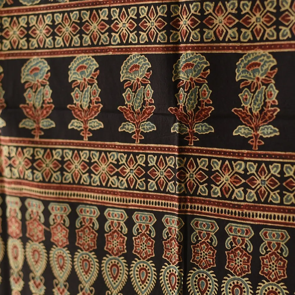 Classic Ajrakh hand block printed dupatta with rich cultural motifs