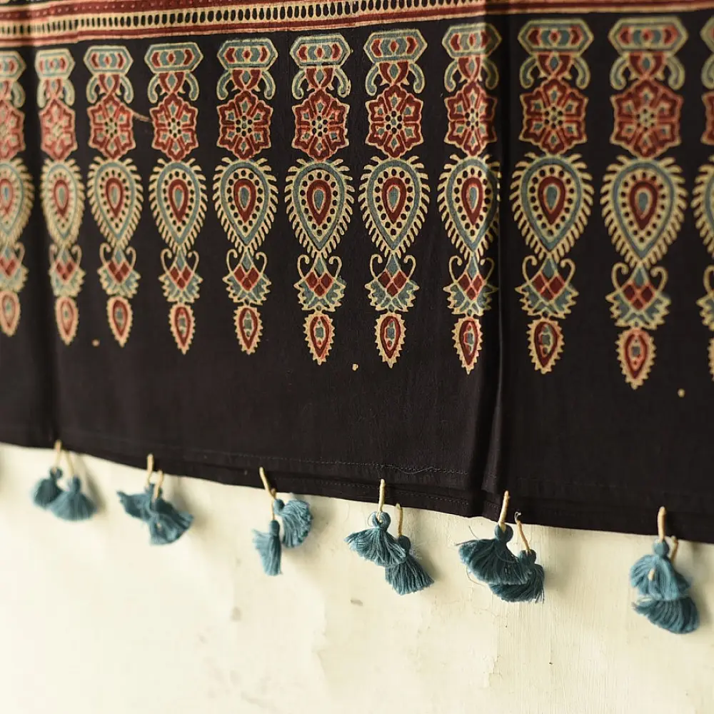 Classic Ajrakh hand block printed dupatta with rich cultural motifs