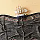 black gold ajrakh cotton stole hand block printed bundi tiny dot body ornate circular mandala border traditional mihrab arched detail artisanal scarf sustainable fashion natural dyed with tassels