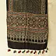 black gold ajrakh cotton stole hand block printed bundi tiny dot body ornate circular mandala border traditional mihrab arched detail artisanal scarf sustainable fashion natural dyed with tassels